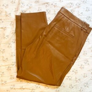 Zara faux brown leather pants || size 14 (fits 12 best)
